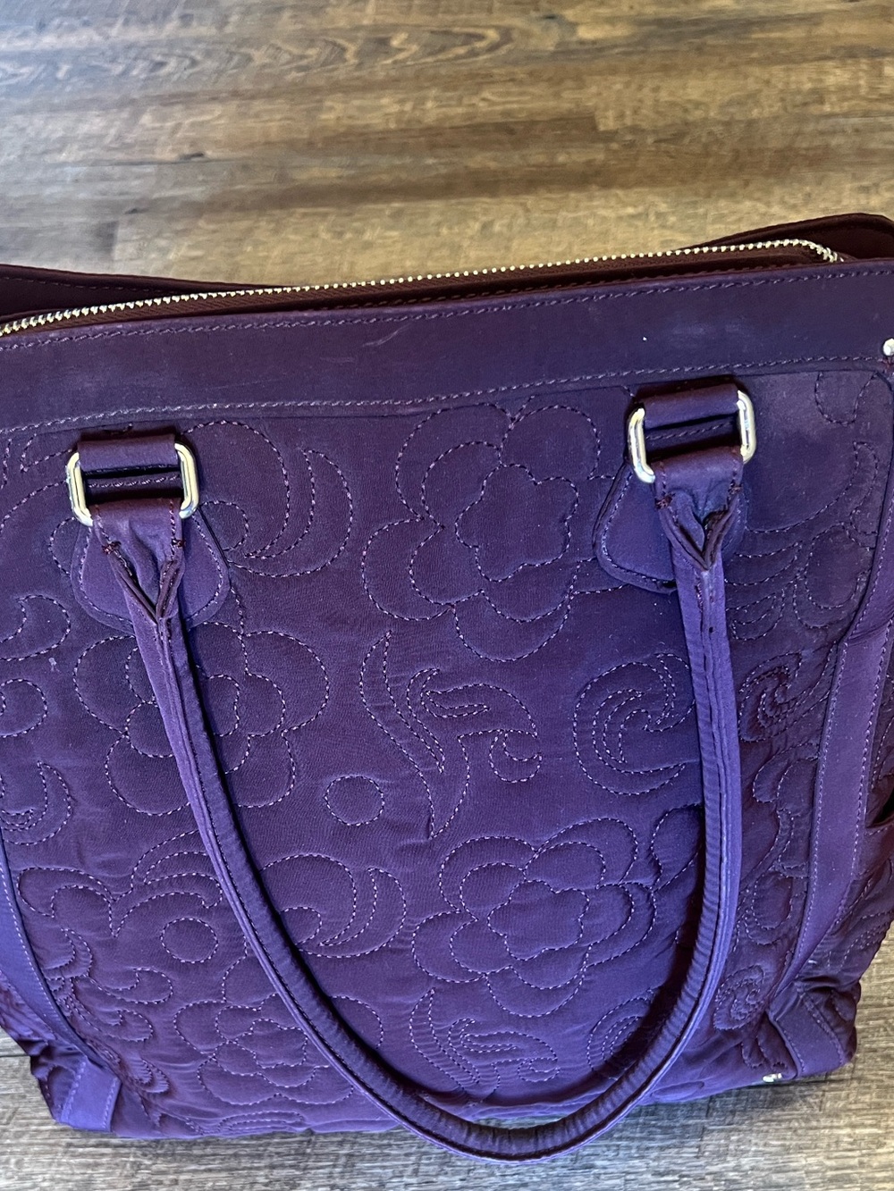 Vera Bradley North South Quilted Plum Floral Tote - Picture 7 of 9